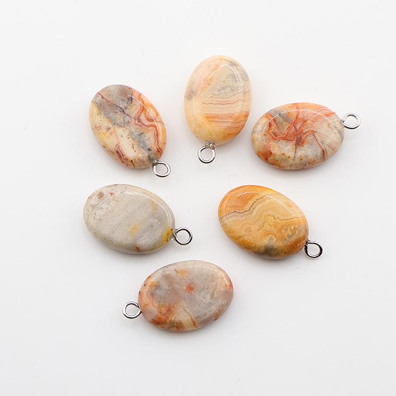 Natural Oval Crystal Stone Pendant Keychain - Simple & Creative Design