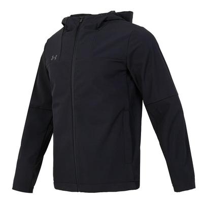 Windproof Warm Hooded Zipper Jacket Unisex Black 24600408-001