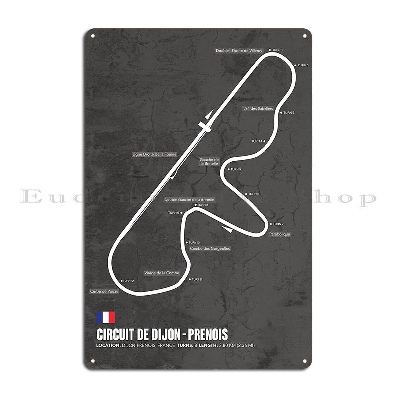 Circuit de Dijon Prenois Magny Cours Racetrack Map Metal Plaque Poster Plates Classic Designing Printed Bar Tin Sign Poster