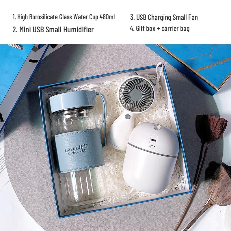 A1 Glass Cup, Humidifier & Fan Gift Set Set 2
