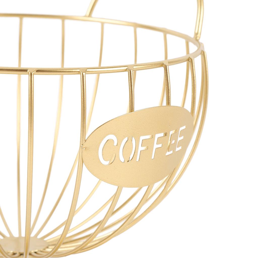 Coffee Pod Holder Iron Coffee Capsule Basket Bar Counter Organizer for Kitchen Office Desktop Gold
