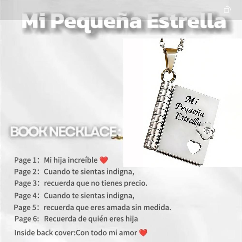 Letter Engraved Pendant Silver Book Pendant Necklace Openable Book Necklace Adjustable Engraved Stainless Steel Necklace