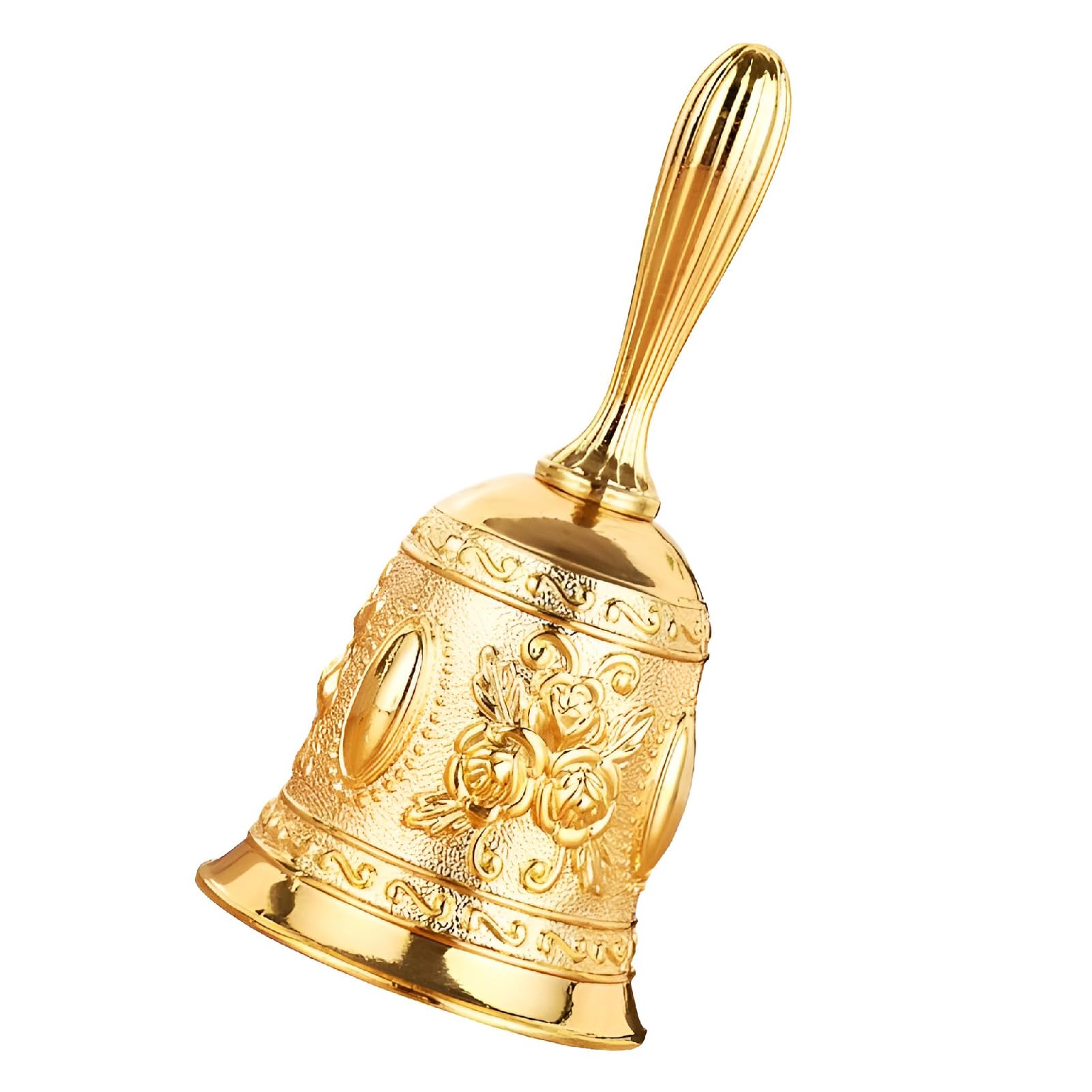 

ZERONOWA Ручной колокольчик, Настольный колокольчик с креплением на руку, Антикварный дверной звонок для отелей, ресторанов и лотерейных билетов (Золото)