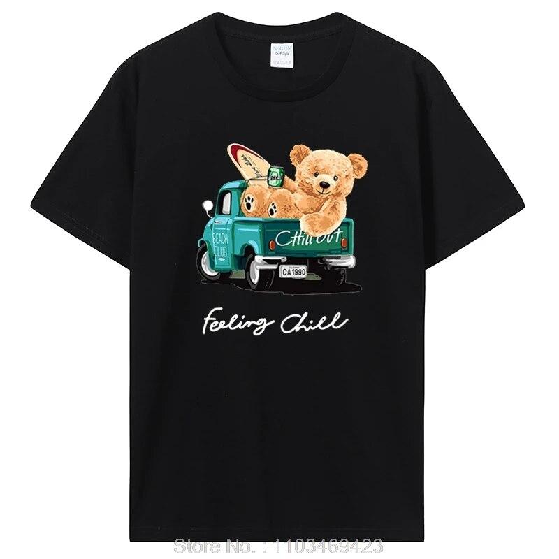 Teddy Bear T Shirt Funny Cotton Short Sleeve Graphic T Shirts Unisex Women Harajuku Clothing Summer Unisex's Oversize T-shirt Tees