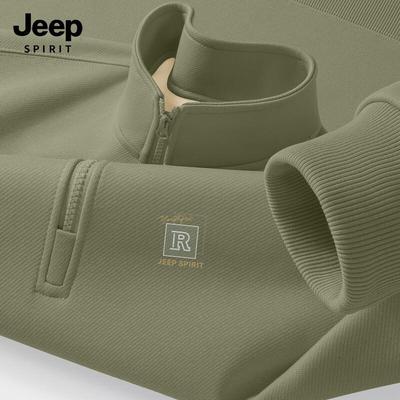 JEEP SPIRIT Men's Plush Lined Stand-Collar Sweatshirt