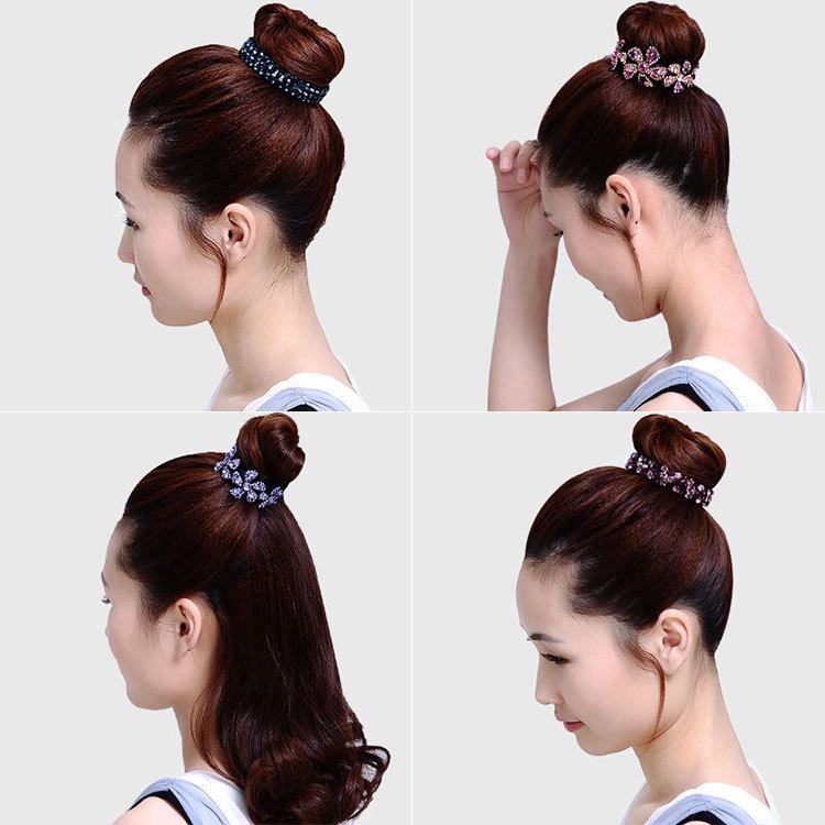 Korean Style Rhinestone Banana Clip Hair Bun Maker - Elegant Ponytail & Bun Accessory