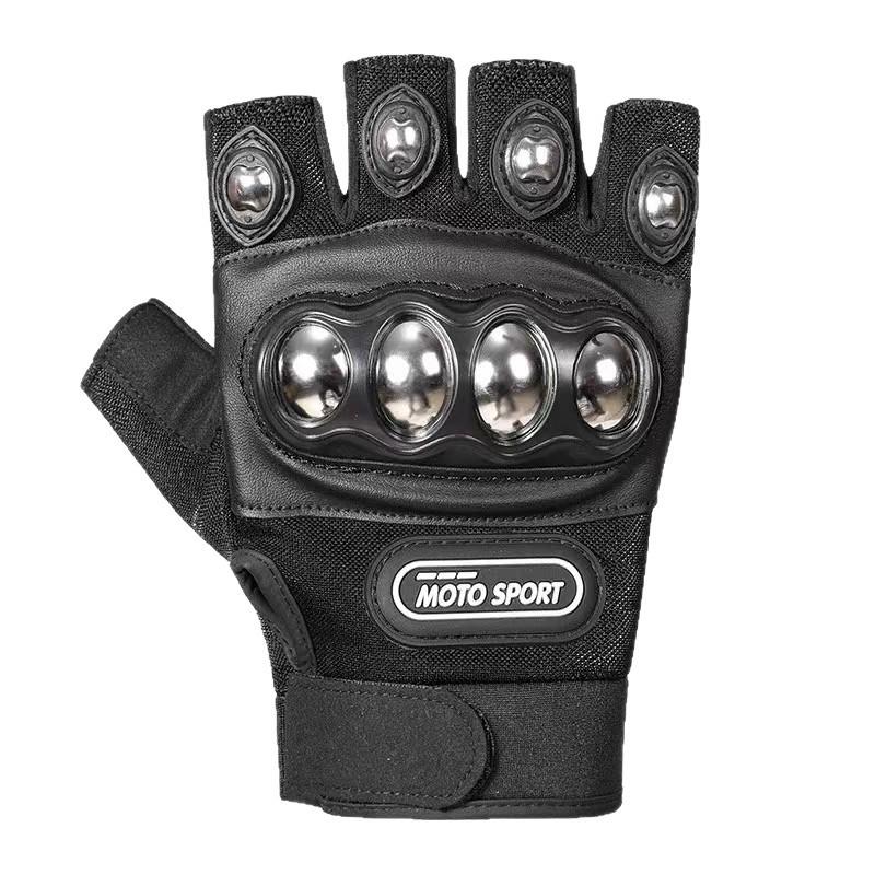 Men's Motorcycle Half-Finger Anti-Fall Gloves - Wear-Resistant Microfiber for Boxing, Fitness, and Off-Road Riding
