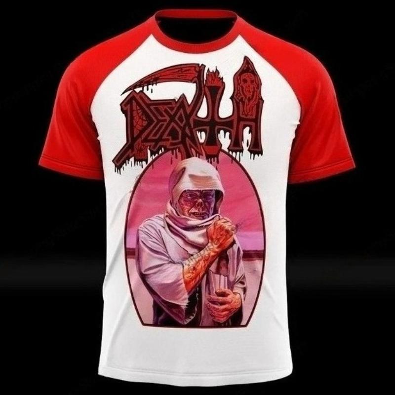 Heavy Metal Rock Band Death 3D gedrucktes T-Shirt Herren und Damen Mode Straße Amerikanischer Retro Hip-Hop Kurzarm Top