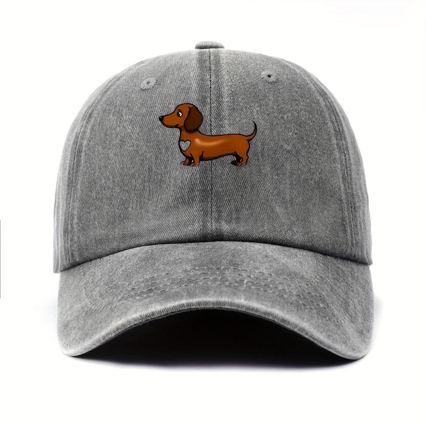 Cute Sausage Dog Pattern Printed Baseball Hat with Adjustable Snap Button Lightweight Valentine's Day Gift