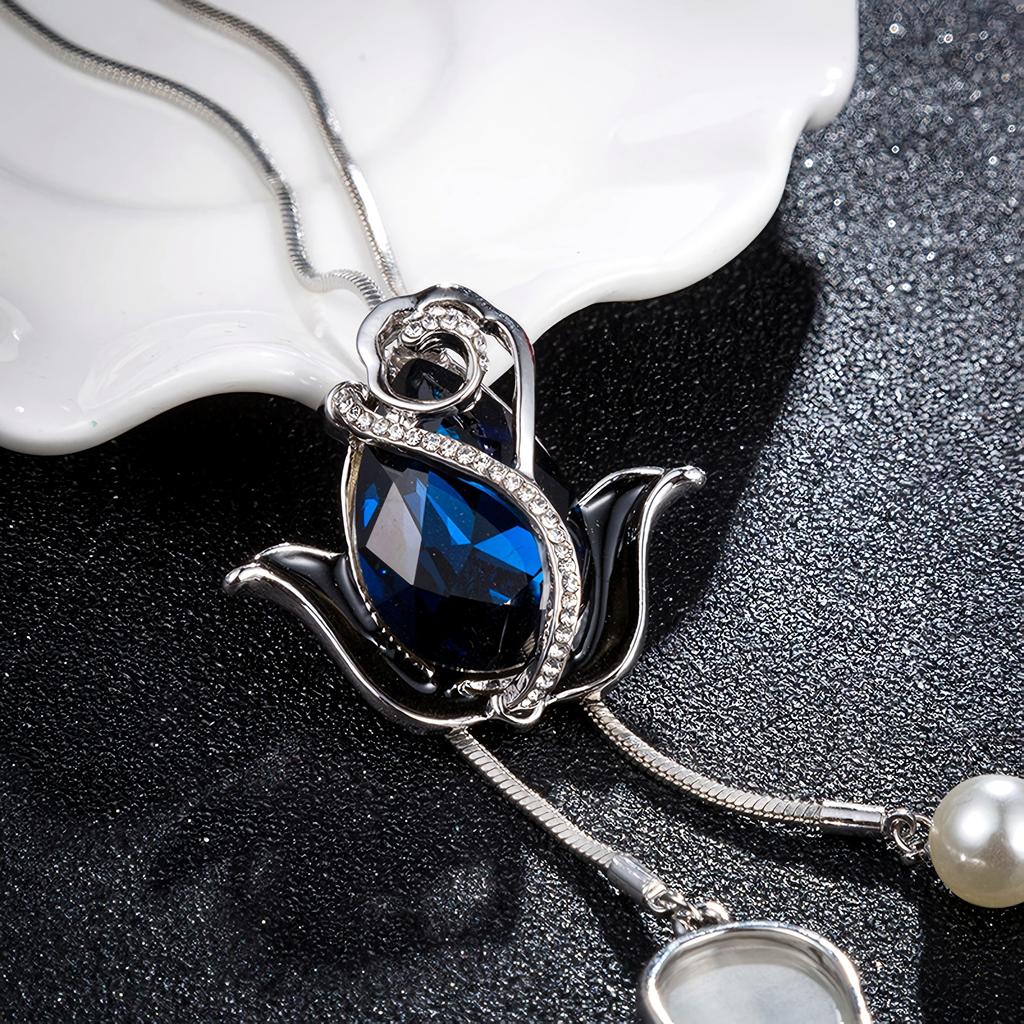 Korean Style Rose Personality Creative Flower Luxury Long Pendant Necklace