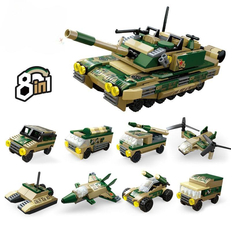 316 stk 8 i 1 Militærserie Type 99 Hovedstridsvogn Samling Byggeklosser Leker for barn Uten eske