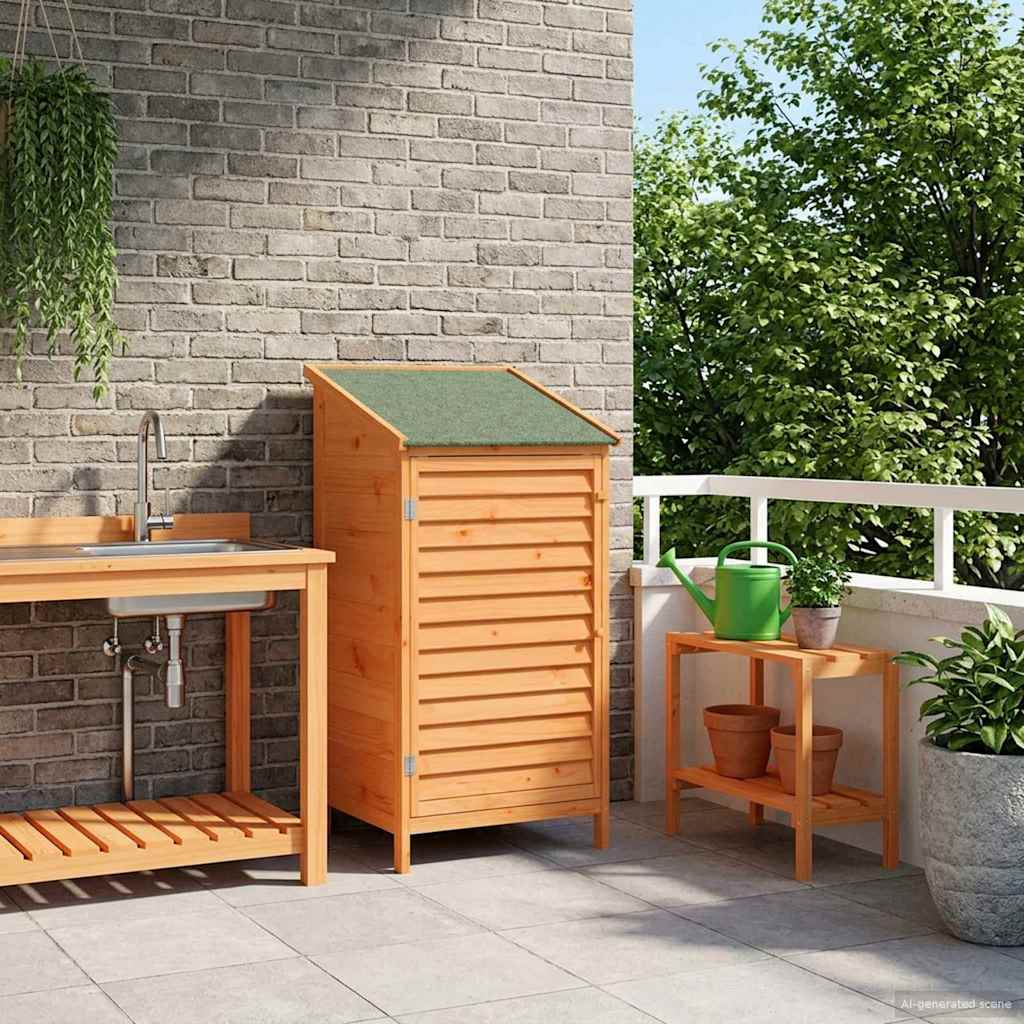 Garden Shed Brown 59 x 56 x 113.5 cm Solid Spruce Wood