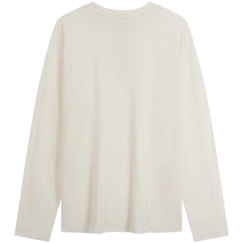 Calvin Klein Casual Commuting Blended Knit Long Sleeve T-Shirt Men Tops Milk-White 4RC255G-1