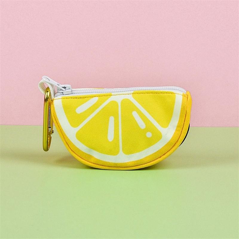 Zippered Dog Poop Bag Dispenser Hangable Dog Poop Bag Holder Outdoor Pet Walking Gear Fruit Print Pet Waste Bag Holder