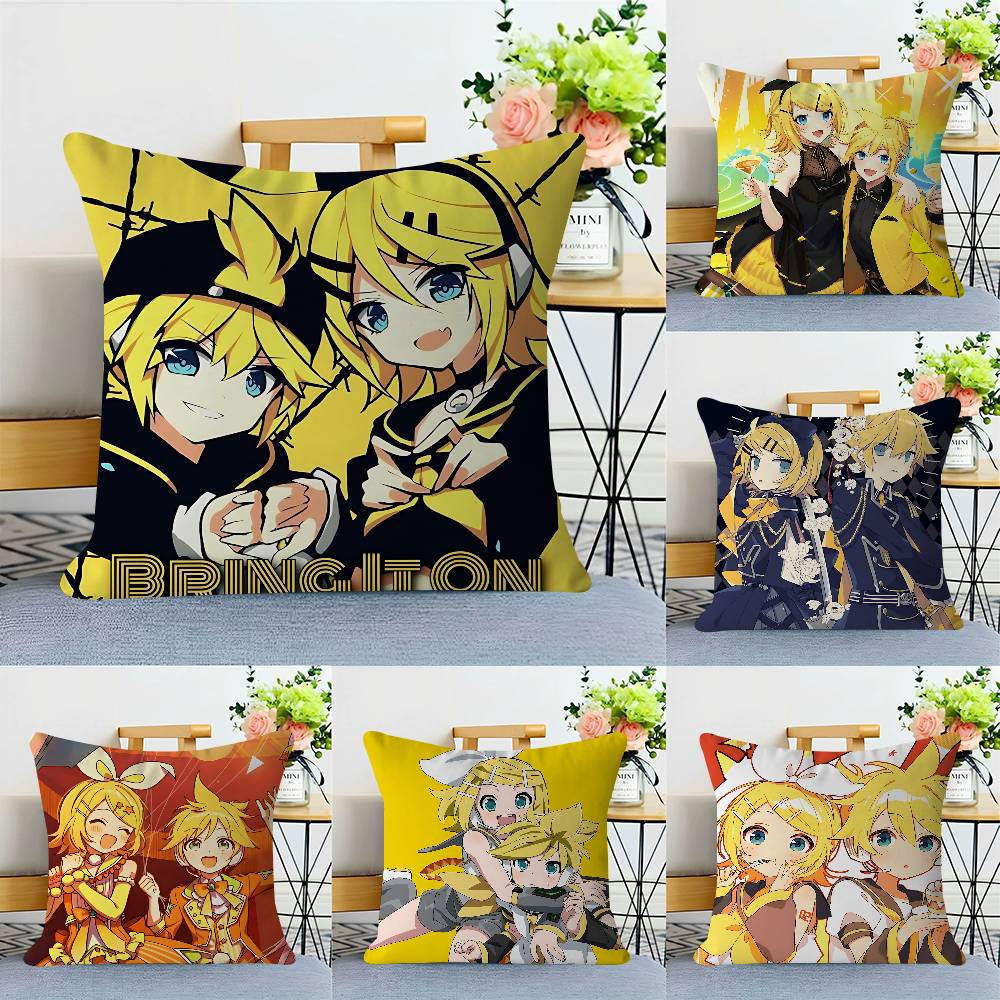 KagamineS Anime Rin LenS Cushion Cover Inches Farmhouse Decor Home Throw Pillow Covers For Couch Decorations