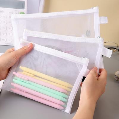 6 Pcs Zipper Nylon Mesh Pouch, Mesh Cosmetic Bags Makeup Bags Pencil Case, Multipurpose Travel Bags for Cosmetic School Office