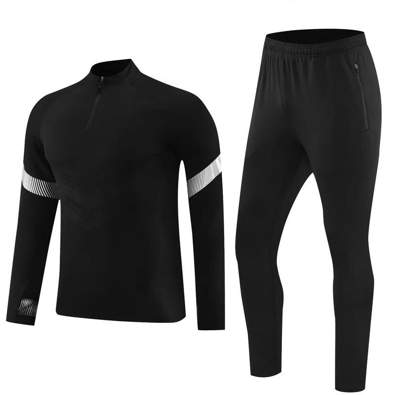 Long Sleeve Half-Zip Soccer Training Set Kids Adults Winter Sportswear Running Fitness Outfit