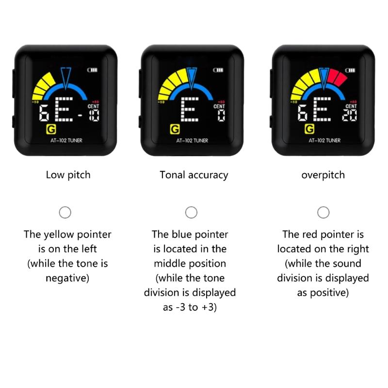 Rechargeable Clip On Guitar Tuner 360 Degree Rotating Digital Electronic Tuner for Guitar Bass Violin Ukulele Tuner