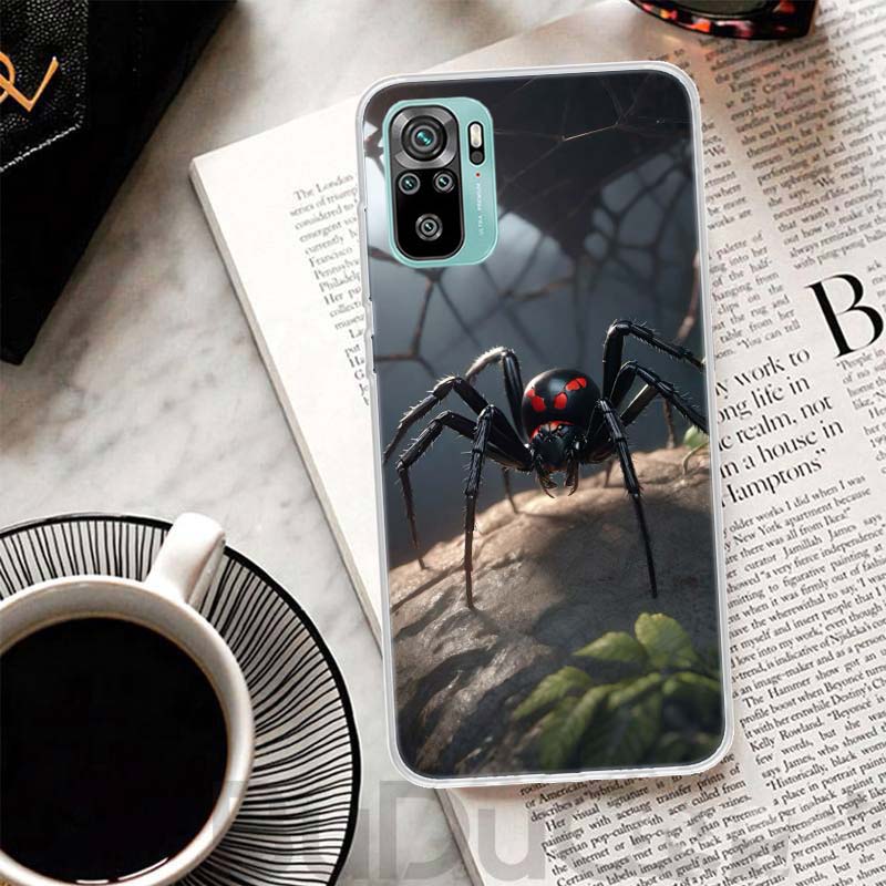 Black Widow Spider Insect Cover For Xiaomi Redmi Note 10 9S 9 8T 8 Pro 7 5 Mi 9T 10T 11T 12T 11 12 Lite 12X A3 A2 A1 Print Coque