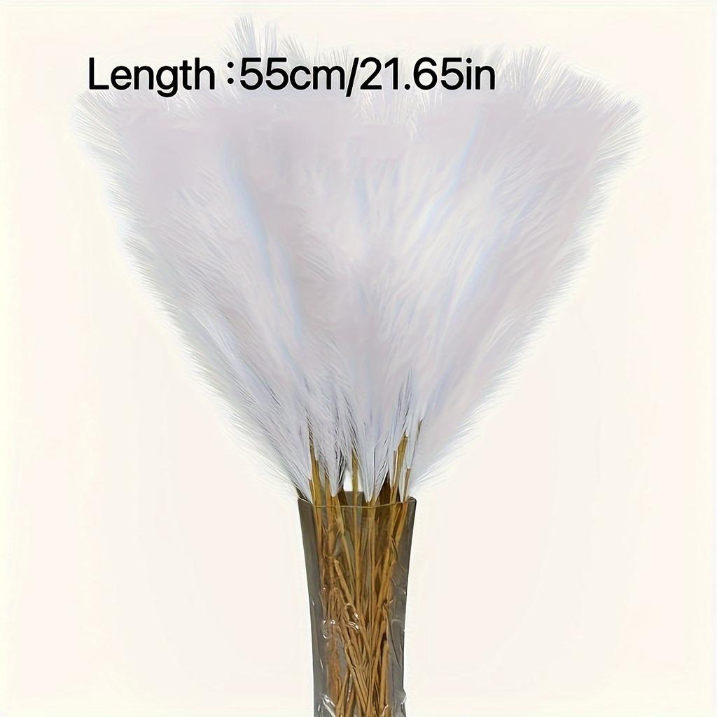 10pcs Artificial Pampas Grass, Tall Artificial Fleece Grass Branches,Used for Home Bohemian Decoration Flower Arrangement White