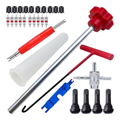 Valve Stem Remover Tool Tire Remover Tool Valve 30Pieces Installer Tool Quick Change Car Accessories T-Hook Repair Tool for Car