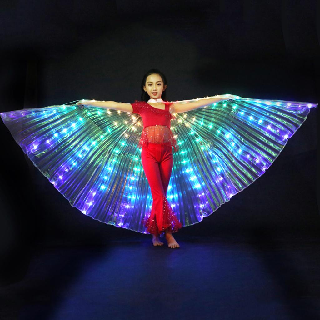 LED Isis Wings Colorful LED Butterfly Wings with Telescopic Sticks Glowing Light Up Costume Performance Clothing for Stage