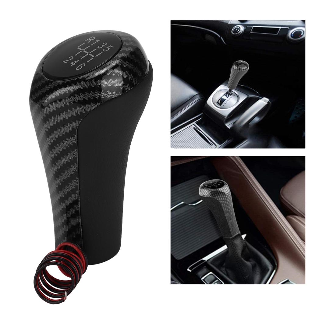 Car 6 Speed Gear Shift Knob Carbon Fiber Style with Light Replacement for 1 Series E81 E82 E87 E88 F20