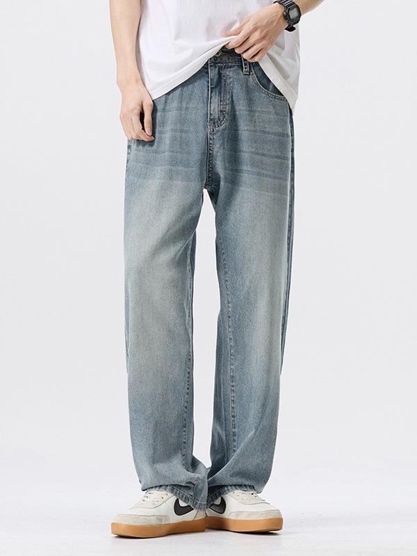 Mingge Herren Lyocell Tencel Jeans - Sommer 2025 Dünn, Kühl, Bequem, Locker Geschnittene Straight-Leg Hose