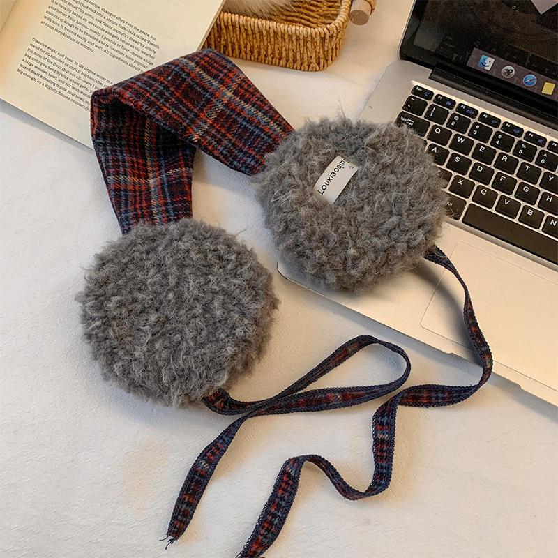 Fashion Cute Rolled Plush Earmuffs For Women New Winter Style For Outdoor Cold Protection Thickened Warm Earmuffs With Straps