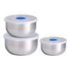 3-piece Mixing Bowl with Non-slip Stainless Steel Lid Serving Bowls Storage Bowls Stacking Metal Bowl with Hermetic Lids | Bowls