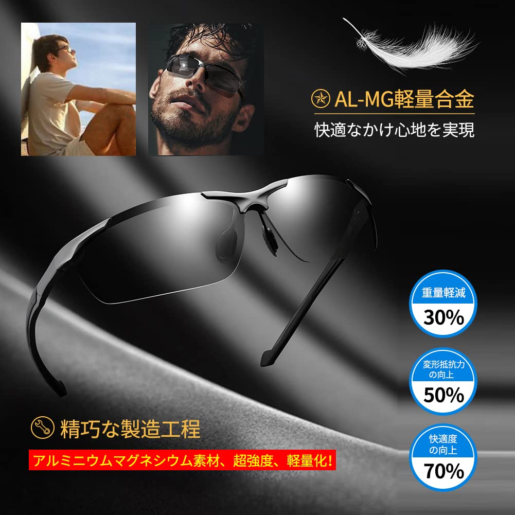 Glazata Polarized Sports Sunglasses, Day and Night Use, Ultra-Lightweight Metal Frame, UV400 Protection, Perfect for Driving, Baseball, Cycling,