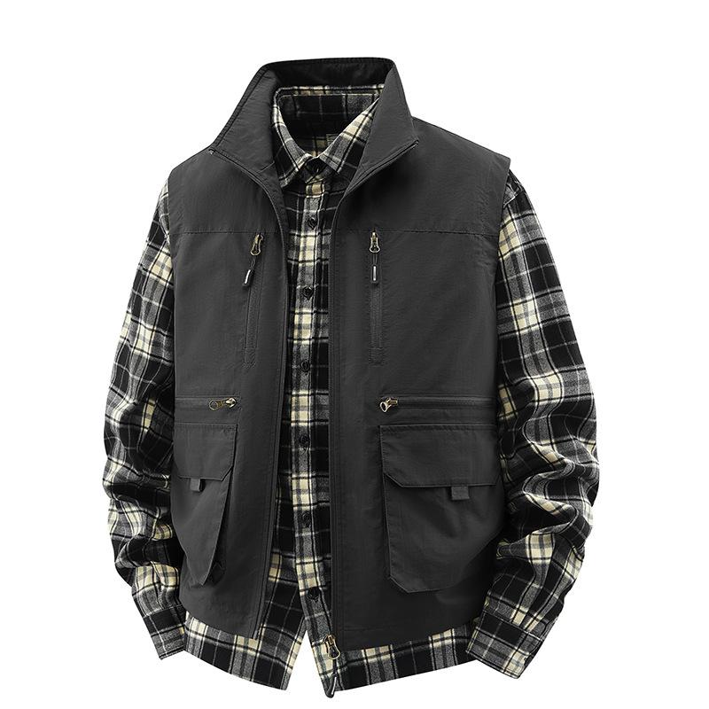 Arbeitsweste mit mehreren Taschen für Herren, dünn, für Outdoor-Aktivitäten, Angelweste, Weste für Herren, Werbe-Clip-Jacke