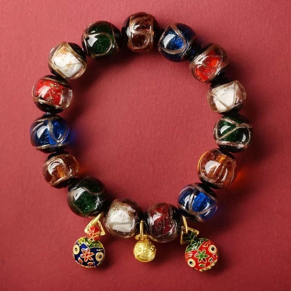 Incense Ash Prayer Bracelet Colorful Enamel Lucky Charm Bracelet Glass Bead Bracelet Men