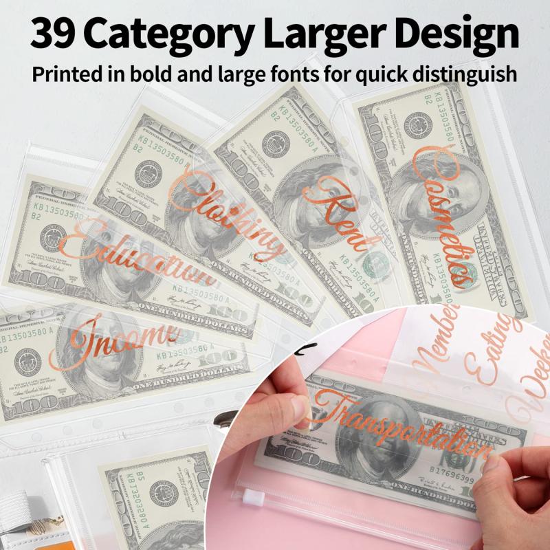 A6 Budget Binders Planner 6 Hole 8 Zipper Envelopes 2 Stickers in One NoteBook Wallet For Save Money Organizer Cash System