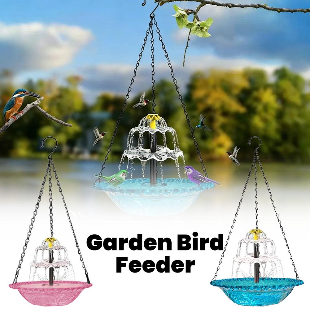 Solar Cascade Hanging Bird Bath Fountain, Solar Water Pump Three-Tiered Bird Bath Tub , Hanging Hook for Garden Patio Wildlife