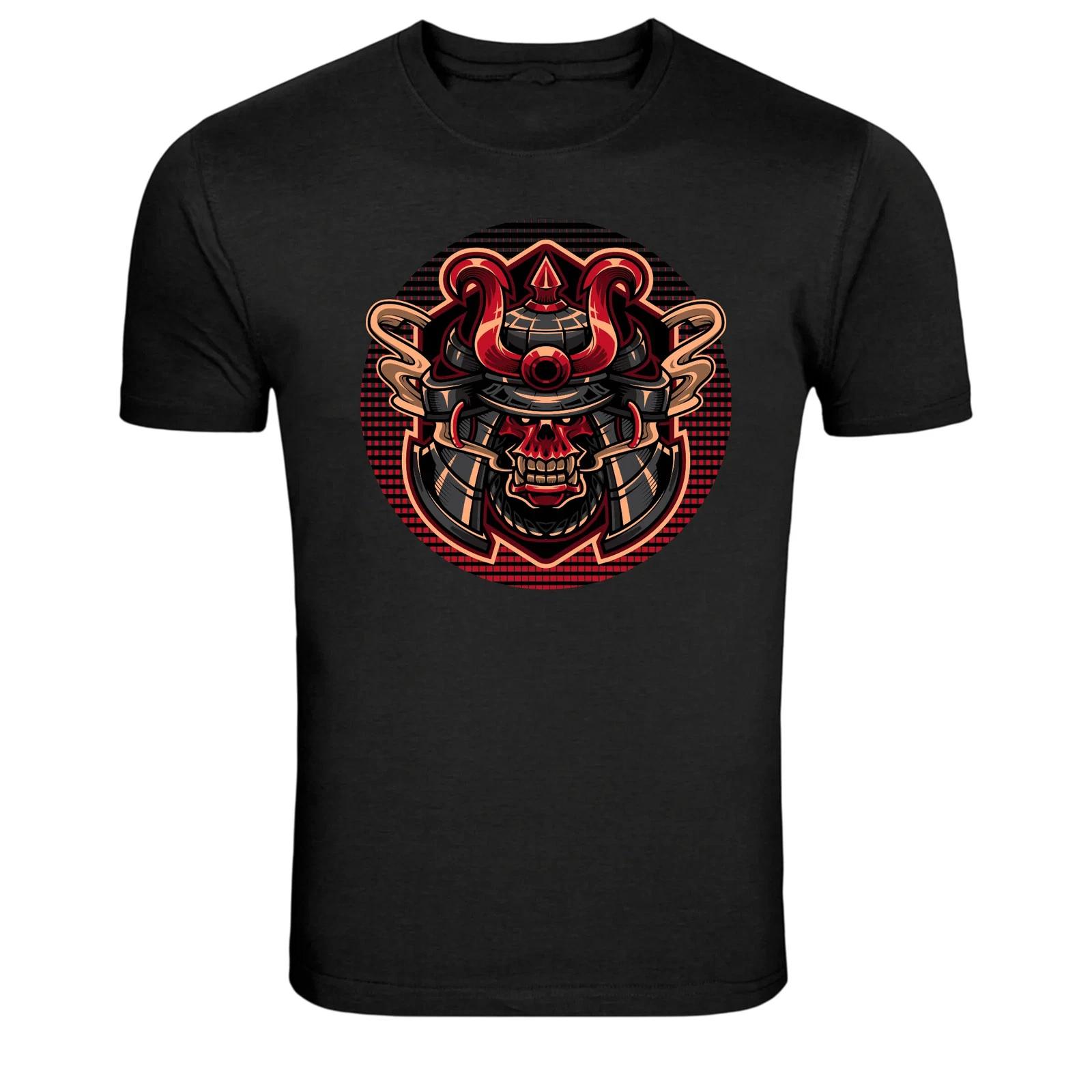Samurai Skull Helmet Warrior Graphic T Shirt Japanese Tee XXL