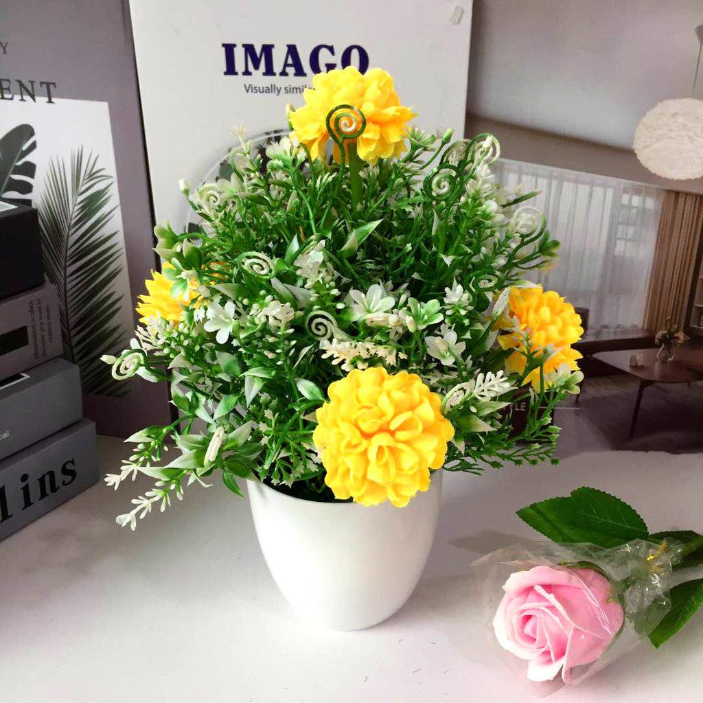 

Fake Simulated Hydrangeamacrophyllas Flowers Potted Plants Desktop Decor жёлтый