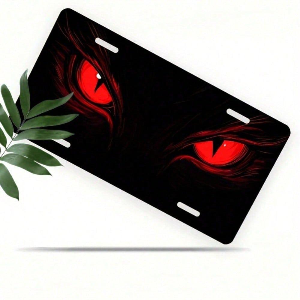 Night Eye Decorative License Plate Frame Waterproof Aluminum Universal 5.9x11.8in Fade-Resistant Exterior Accessory for Vehicle Decor