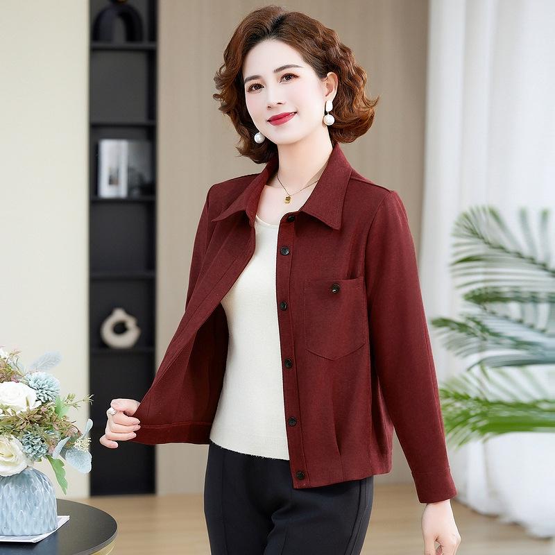 

Small Solid Color Shirt-Style Jacket for Spring & Autumn - Stylish Loose Fit with Lapel XL (90-105jin) красный