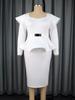 Plus Size Women's Ruffle Sleeve Two-Piece Look Waist-Cinched Dress with Metal Buckle