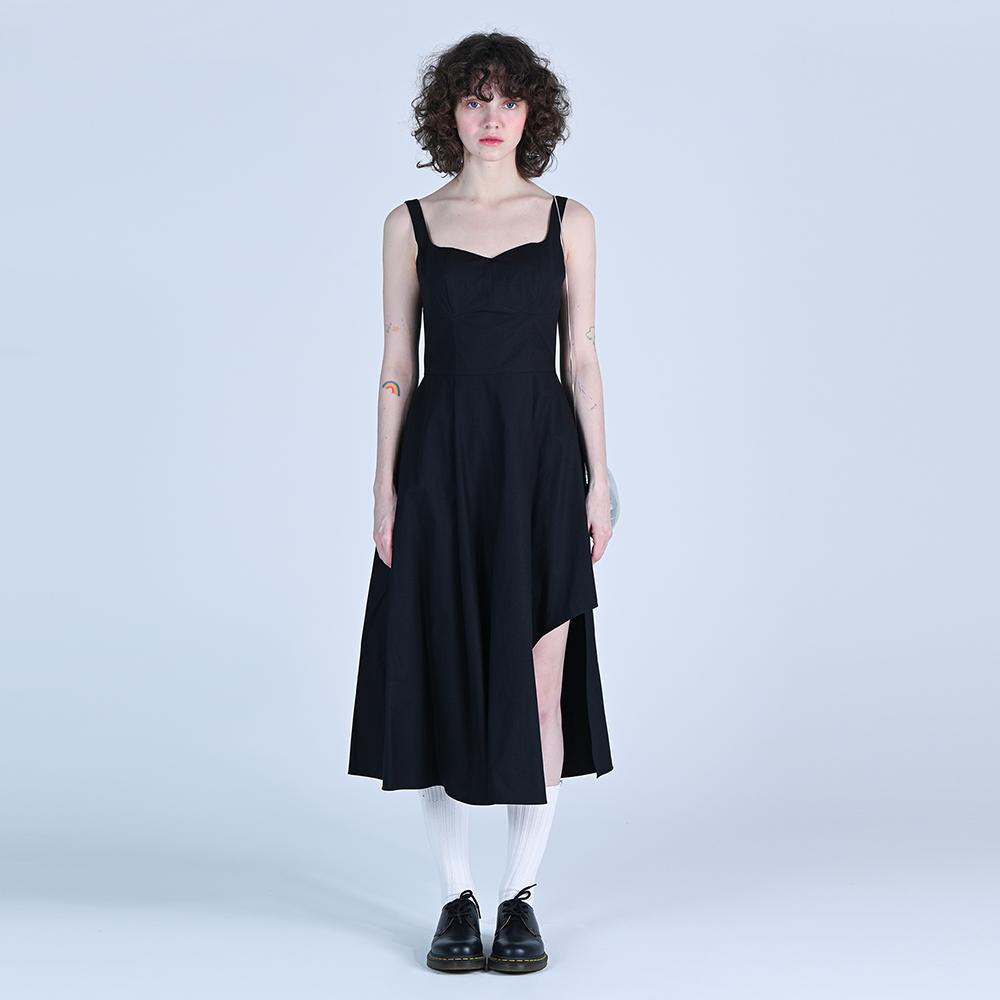 Wove Moment Asymmetrical Drape Maxi Dress Black Wbcsop006Bk