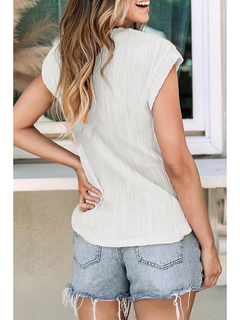 Damen Casual Locker Geschnittenes Rundhals Kurzarm Top