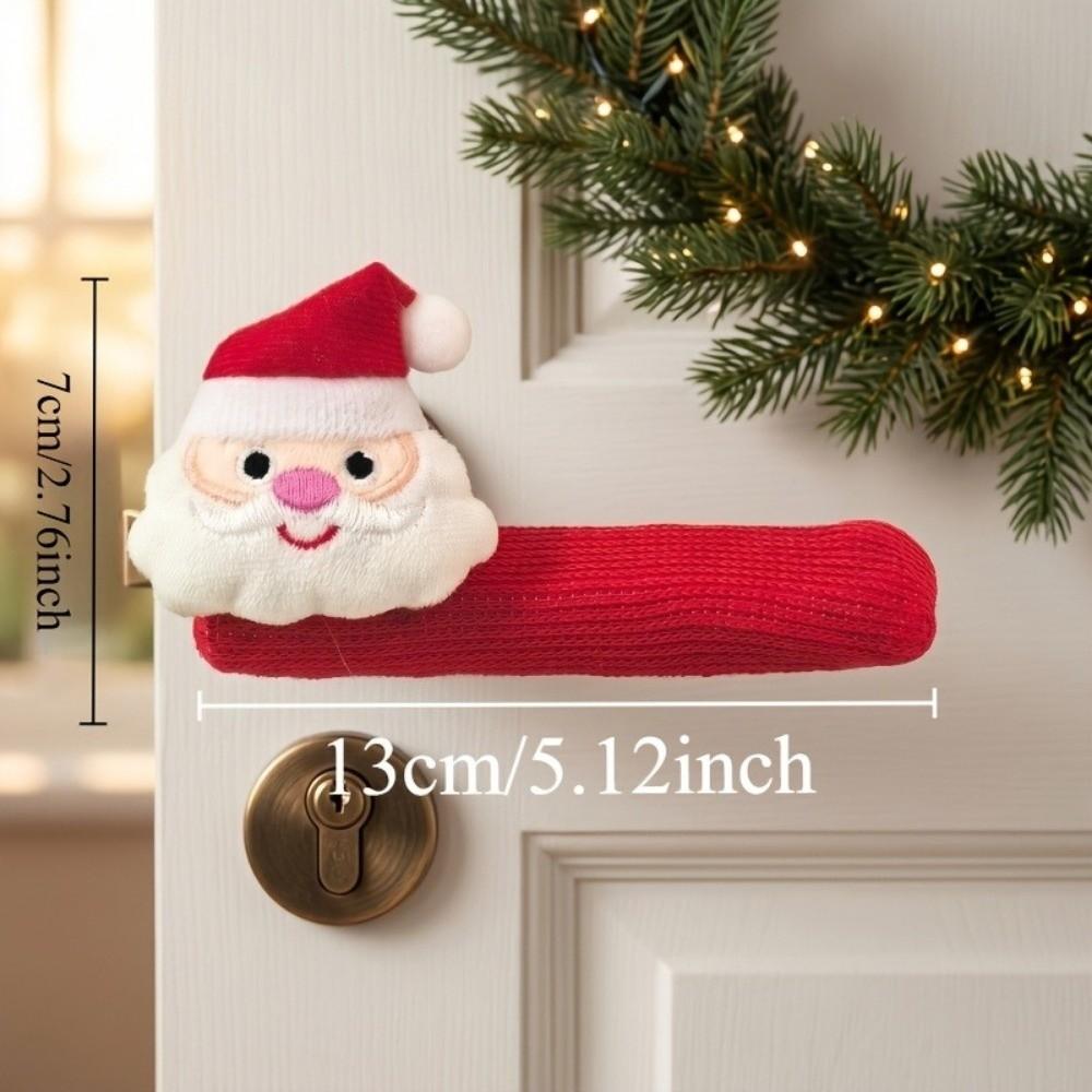 Love Heart Christmas Door Handle Covers Santa Claus Christmas Decorations Bathroom Door