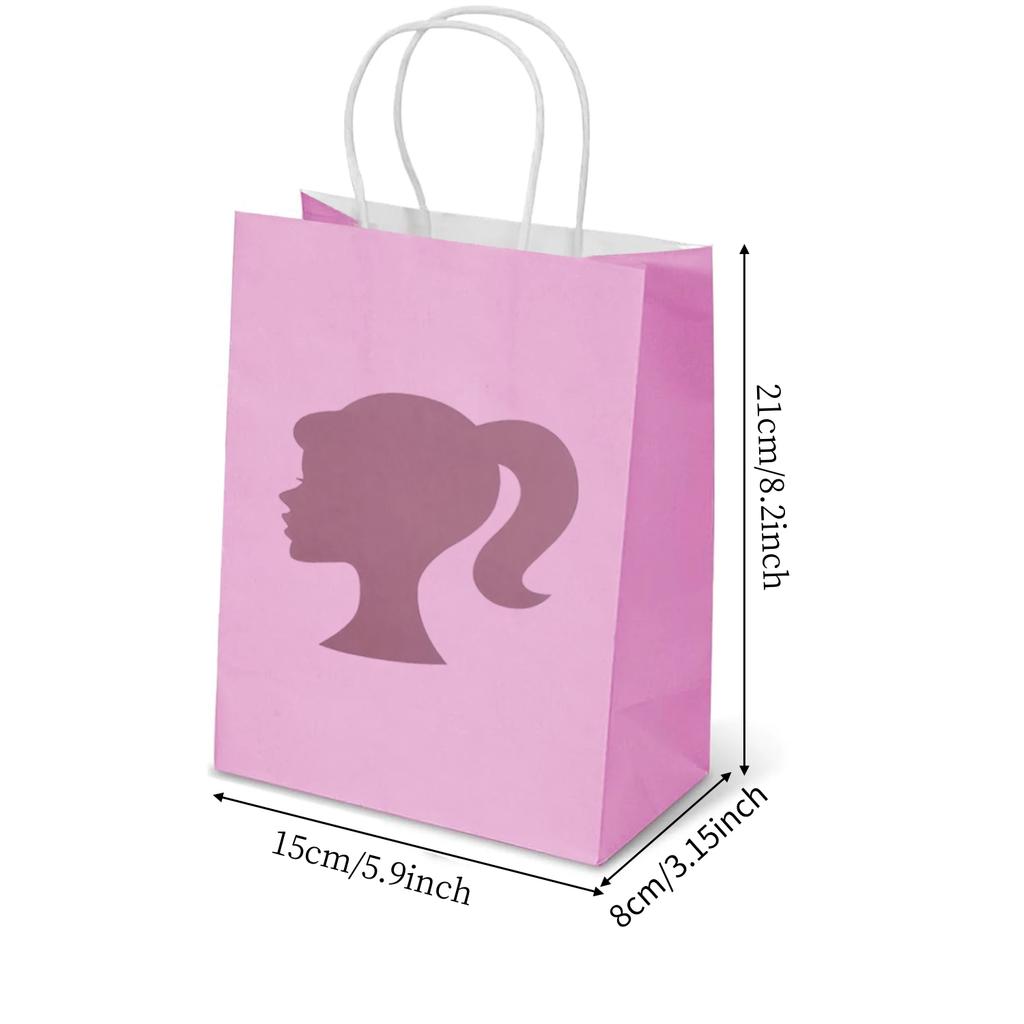 Pink Girl Gift Bags Paper Bags with Handles Bulk, Shopping Bags, Party Bags, Retail Bags, Merchandise Bags, Favor Bags