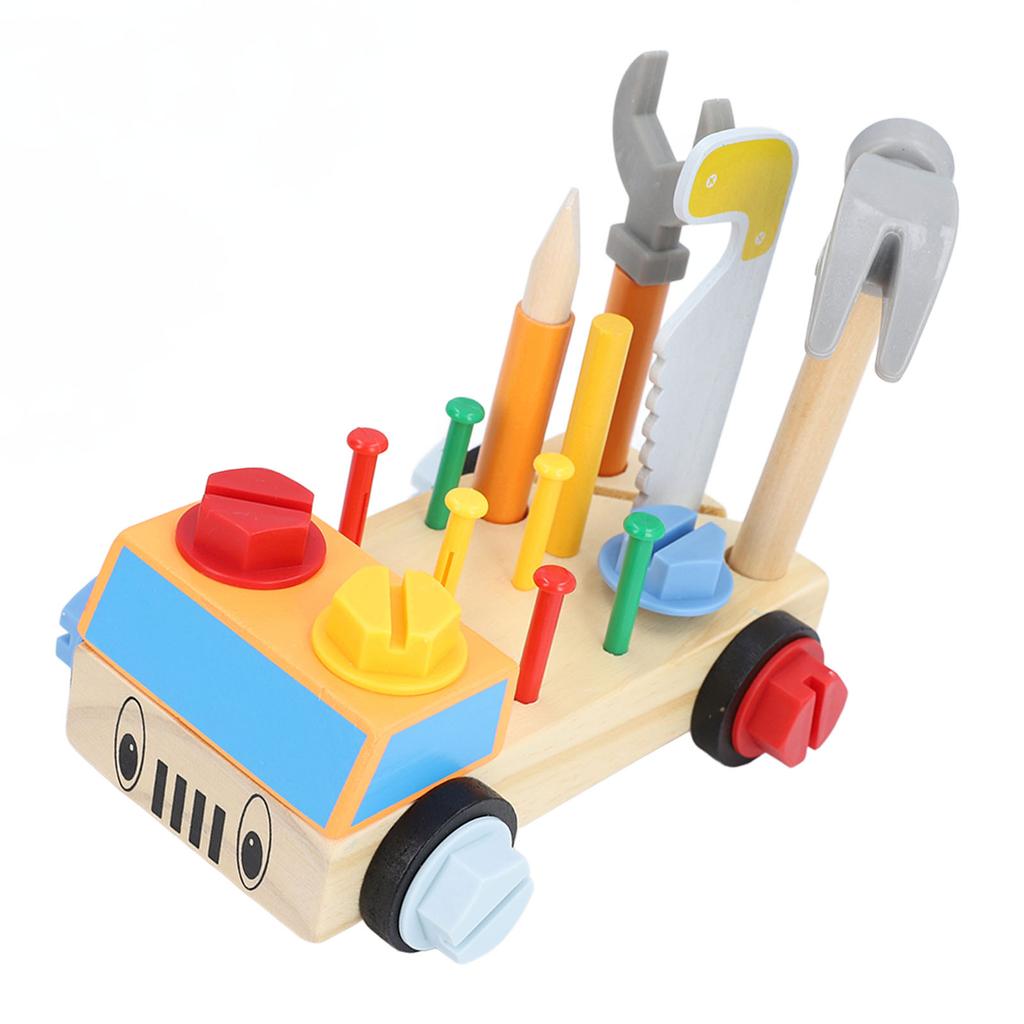 Wooden Kids Tool Set Pine Wood Hammer Wrench Early Education Educational Construction Toys Box Type
