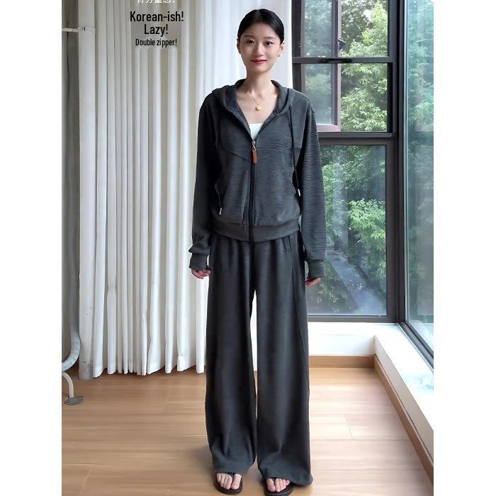 

Стильный осенний корейский полосатый худи и повседневные брюки, женский спортивный костюм-двойка Large