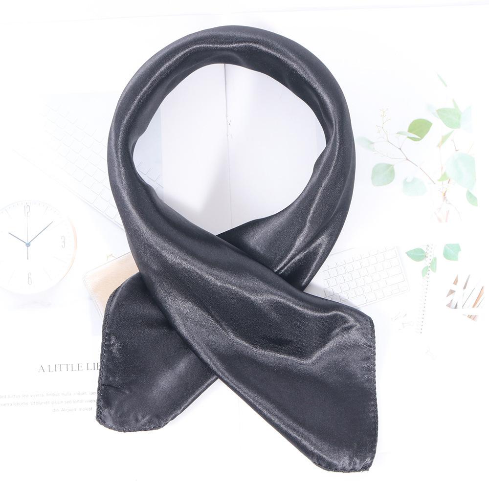 50*50cm Silk Scarf Women Small Soft Squares Decorative Head Scarf Multicolor Stripe Print Kerchief Neck Wrap Solid Colors