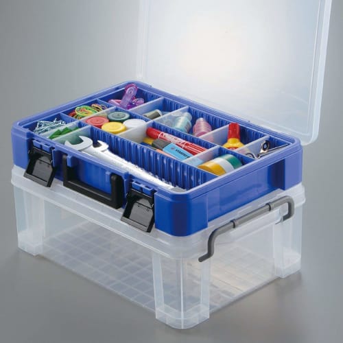 JEJ Astage PS-400 Storage Box, Parts Stocker, Blue, 29cm Deep X 7.8cm High X 40.5cm Wide, Set of 6, Made In Japan