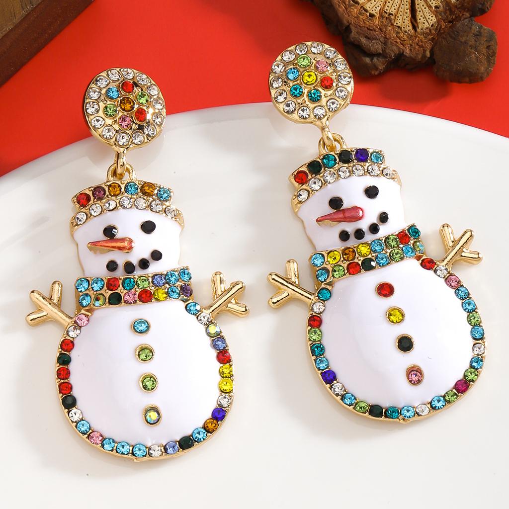 New Christmas Cartoon Snowman Earrings for Party Wear