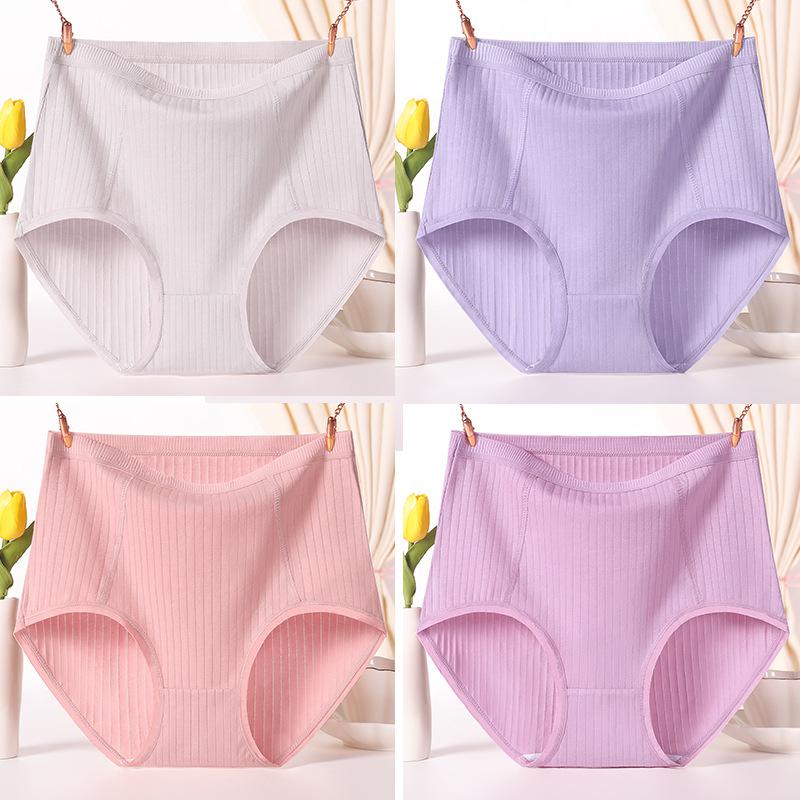 Plus Size Women's Red Middle Aged Mom Cotton High Waisted Panties